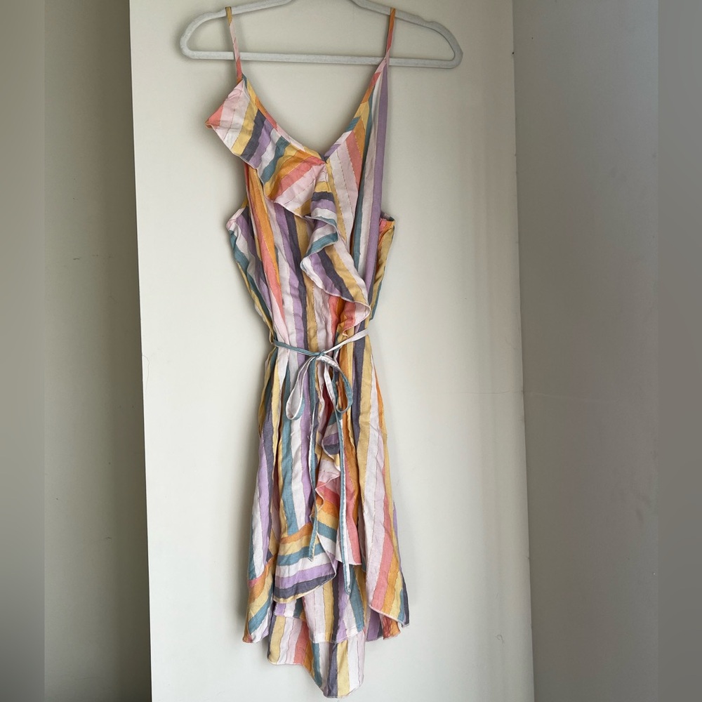 Versona Pastel Striped Asymmetrical Dress